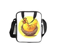 Bird's Nest Golden Chicken Sac à déjeuner transparent avec impression, boîte alimentaire transparente avec poches latérales et sangle pour le travail, l'école, les voyages