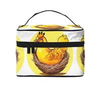 Bird's Nest Golden Chicken Trousse de maquillage de grande capacité pour femme, sac de maquillage de voyage portable, (22,9 x 16,5 x 15,7 cm), grande trousse de maquillage pour filles