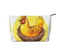 Bird's Nest Golden Chicken Trousse de maquillage en velours côtelé pour femme avec fermeture éclair portable pour voyage et rangement quotidien des produits cosmétiques