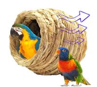 Birds Nest Paille - Parket Boîte à Nidification Respirante | Hout d'oiseau à Fibre Naturelle, nid de Cage à Oiseaux Confortable, Maison d'abri de Paille Suspendue, Point de Repos tissé à la Main pour