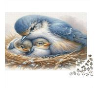 Birds Nesting Scene Colourful Bluebird Feeding Chicks 1000 Pcs Puzzle for Adults Beautiful Decoration Puzzle Fun Present 52x38cm/1000pcs