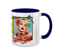 DC Comics - Mug en céramique Birds of Prey (Harley Quinn Warning) 11oz / 325 ml intérieur bleu/blanc