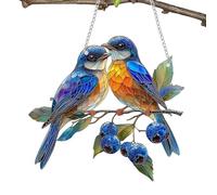 Birds Window Dangling Ornament - Colorful Shelf Decor with Chain,Convenient to Suspend 2D Acrylic Birds Centerpiece, Garden Sculptures & Statues Window Decoration for Home, Studio, Restaurant