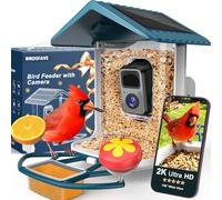 BIRDSFAVE - Mangeoire à oiseaux avec caméra à énergie solaire, 2 K clair en direct/vidéo/photo, alertes d'arrivée automatique, identifient l'IA des caméras intelligentes, mangeoires d'oiseaux avec