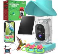 birdsnap Mangeoire pour colibri avec caméra à énergie solaire, diffusion en direct 2K AI identification des oiseaux avec carte de 32 Go - Résistante aux intempéries - WiFi - Pour observer les oiseaux