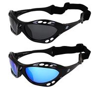 Birdz 2 paires seahawk lunettes de soleil polarisées floating jet ski lunettes de sport kite-boarding, surf, kayak, 1 noir avec verres bleu et 1 noir avec verres fumés