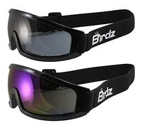 Birdz Robin Sport Lot de 2 paires de lunettes de sécurité pour parachutisme et snowboard Bleu miroir et verres fumés