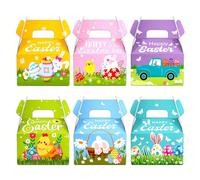 Bireet Lot de 6 boîtes à goûter de Pâques colorées en carton pour friandises, bonbons, Pâques texture papier pour fête