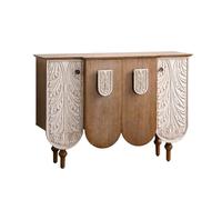 birene Buffet en Bois Massif, Meuble de Rangement Vintage sculpté à la Main for Salon