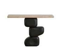 birene Console en Bois Massif, Table d'entrée étroite Style Pierre Noire