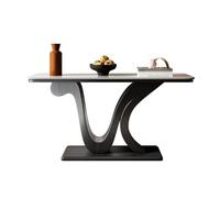 birene Console étroite de 120 cm, Plateau en Faux marbre et Cadre Noir, Table d'entrée for canapé