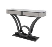 birene Console Moderne en Faux marbre, Table de canapé étroite de 119 cm for l'entrée(Black)