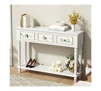 birene Meuble d'entrée en Bois Massif, Table Longue décorative for Le Couloir du Salon(White)
