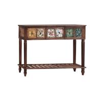 birene Meuble d'entrée Rustique en Bois Massif avec Rangement et étagère de séparation for Salon(116cm)