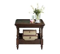 birene Petite table basse 23,6 pouces table d'appoint carrée en noyer noir, table d'appoint rustique en bois, petite table basse carrée à 2 niveaux, table d'appoint pour canapé, table d'appoint de