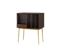 birene Stockage de CD et DVD Armoire de Luxe légère en Bois for disques vinyles, avec Portes coulissantes, Support de Rangement for Livres et CD à Pieds Hauts
