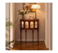 birene Table Console Demi-Lune légère, Table d'entrée en Bois Massif(Brown)