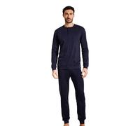 BIRIKKINA Pyjama homme chaud coton d'hiver ligne Prestige - Pyjama d'hiver en coton chaud et doux, 071 Bleu, L