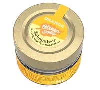 Birkengold Poudre dentaire orange en verre 30 g, 1 pièce, sans plastique, emballée dans un pot en verre, ingrédients 100% naturels, sans agents moussants ni conservateurs, certifié cosmétique naturel