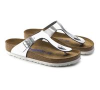 Birkenstock Gizeh SFB Cuir, Tongs Femme, Argenté Metallic Silver, 36 EU