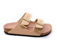 Birkenstock Arizona 1031525 Chaussons pour femme, beige rose, double boucle, semelle en EVA et liège, revêtu de cuir, coupe étroite, Beige rose, 40 EU Stretta