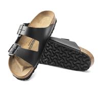 BIRKENSTOCK ARIZONA CHAUSSONS À DOUBLE BANDE EN CUIR NATUREL NOIR COUPE ÉTROIT
