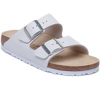 Birkenstock Arizona NL Cuir 2 Sangles Sandales Femmes En Blanc UK 2 - 12