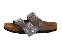 Birkenstock Arizona, Sandales Bout Ouvert Femme, Gris (Metallic Anthracite), 37 EU (étroit)