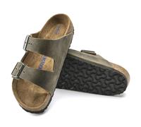 BIRKENSTOCK ARIZONA TONGS POUR HOMME SOFT FOOTBED CUIR HUILE' FADED KHAKI