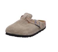 Sabots Beiges Pour Femmes Birkenstock Boston Braided Suede Leather Narrow 1026694-taupe
