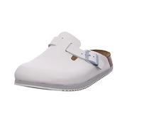 Birkenstock Cuir Boston, Sabots Adultes Unisexes - Blanc - GR 41