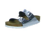 BIRKENSTOCK Femme Arizona Leder Softfootbed Mules, Silber Metallic Silver, 40 EU