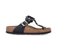 Birkenstock - Gizeh Flower Leather Black - Femme - Chaussures - Noir - Taille: 35 EU