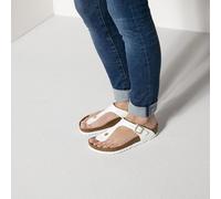 BIRKENSTOCK GIZEH PATENT WHITE TONGS SANDALES VERNI BLANC