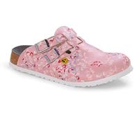 Birkenstock Kay ESD Birko-Flor Sabots pour Femme - Motif Fleurs Champs Rose - Taille 37 EU