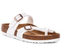 Birkenstock Mayari Sandale À Enfiler Blanche En Cuir Sangle Croisée