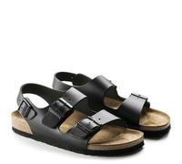 BIRKENSTOCK MILANO BLACK NATURAL LEATHER SANDALES LARGEUR ETROITE NOIR CUIR