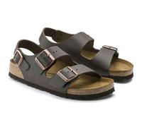 BIRKENSTOCK MILANO DARK BROWN SANDALES LARGEUR ETROITE TRIPLE BOUCLE CUIR MARRON