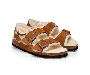 Birkenstock, MILANO SUEDE SHEARLING, Chaussures Sandales Mode Unisexe, Mink, 40 EU