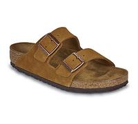Birkenstock Arizona Sfb Sandale Tongs Double Bride Femme En Cuir Marron Mink