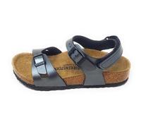 Birkenstock Rio 1031665 noir (matallic black),sandale ergonomique Boucle et larme,Liège enduit de cuir véritable, Noir Metallic Black, 32 EU Stretta