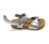 Birkenstock Rio Plain 1031702 argent fleur,sandale Boucle et larme,Liège, Argent électrique Metallic Silver, 34 EU Stretta