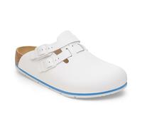 BIRKENSTOCK Sabots Kay Pro en cuir - Chaussures de loisirs et de travail unisexes de qualité supérieure pour la médecine, la restauration et le service, Blanc., 43 EU