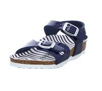 Birkenstock Sandales, Fille RIO Birko-Flor Vernis Bleu (Nautical Stripes Navy) - 27 EU