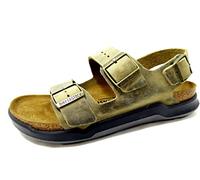 Birkenstock Sandales MILANO CT Cuir Gras Faded Kaki