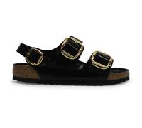 Birkenstock Sandales Milano unisexe en cuir naturel à grande boucle, Noir brillant, 10 Women/8 Men