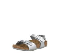 Birkenstock Rio Plain 1031702 argent fleur,sandale Boucle et larme,Liège, Argent électrique Metallic Silver, 38 EU Stretta
