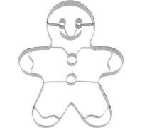 RBV Birkmann Emporte-pièce XXL en forme de bonhomme en pain d'épices pour découper et décorer des biscuits, pâte d'amande, fondant, acier inoxydable, passe au lave-vaisselle, dimensions : 18 cm, gris