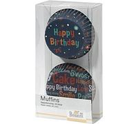 Birkmann Happy Birthday Papierförmchen, 24 Stück, Cupcakeförmchen, Backförmchen, Papierbackförmchen, Papier, Blau, Ø 7 cm, 440609