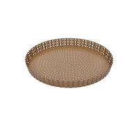 Birkmann Laib & Seel 210554 Moule à quiche perforé, à tarte et à pizza, Ø 25 cm, avec fond amovible et en acier au carbone couleur bronze, avec revêtement antiadhésif et recettes